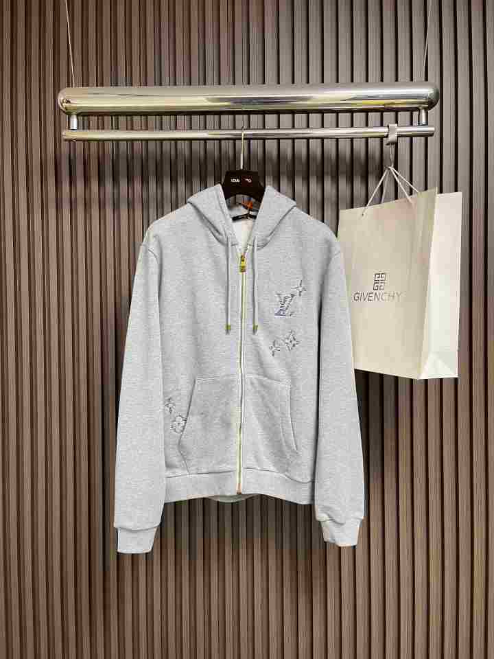 LOUIS VUITTON2001  루이비통 자수 지퍼 후드 집업  회색