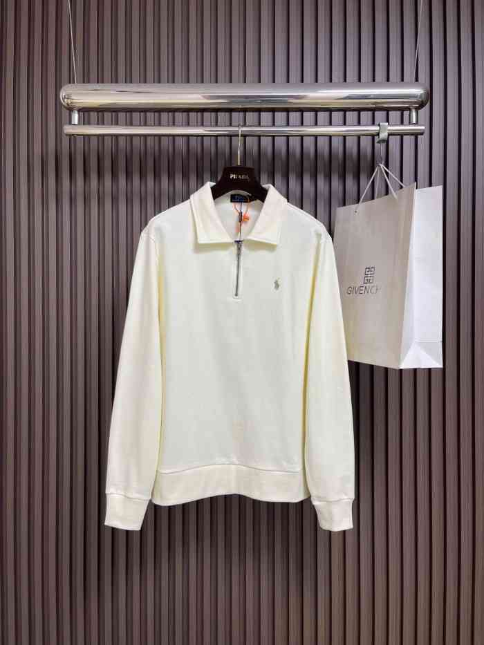 RALPH LAUREN2001 랄프로렌 폴로 플레이어로고 하프 지퍼 맨투맨  아이보리