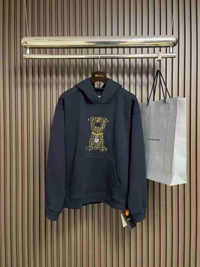 FENDI2001 펜디 FF모노 강아지 자수 맨투맨  네이비