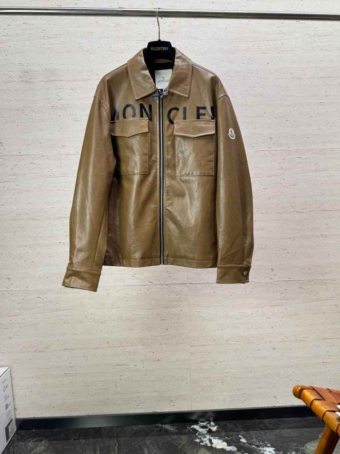 MONCLER2008 몽클레어 칼라 가죽 자켓  카키