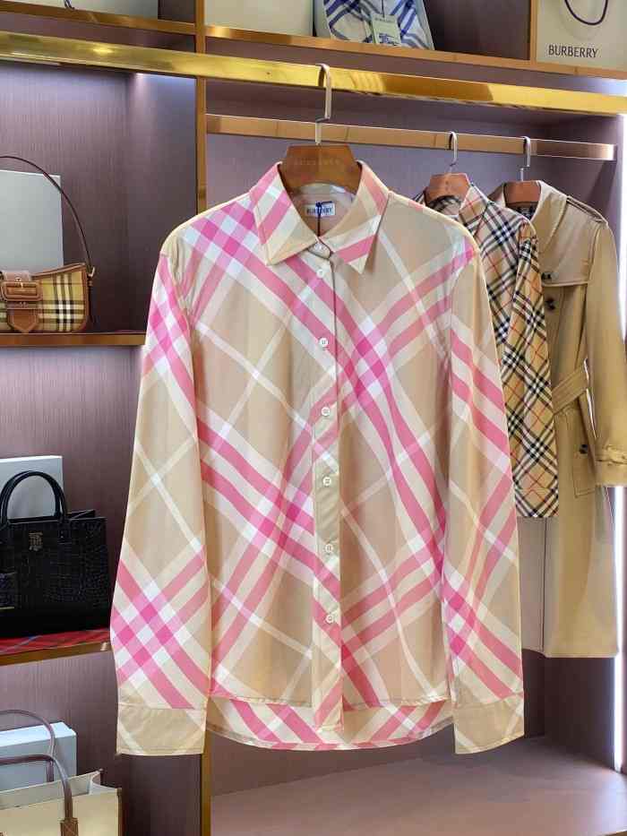 BURBERRY2036 버버리 체크 긴팔티  여자 핑크 